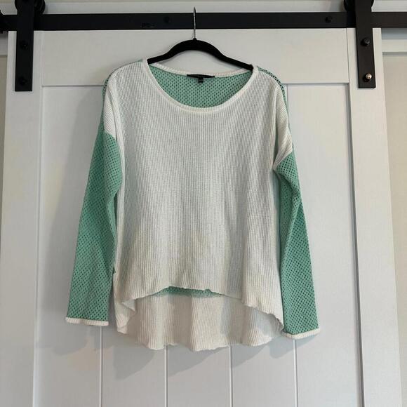 GENERATION LOVE Green and Cream Open Knit Sweater Size XS/S - Picture 1 of 7